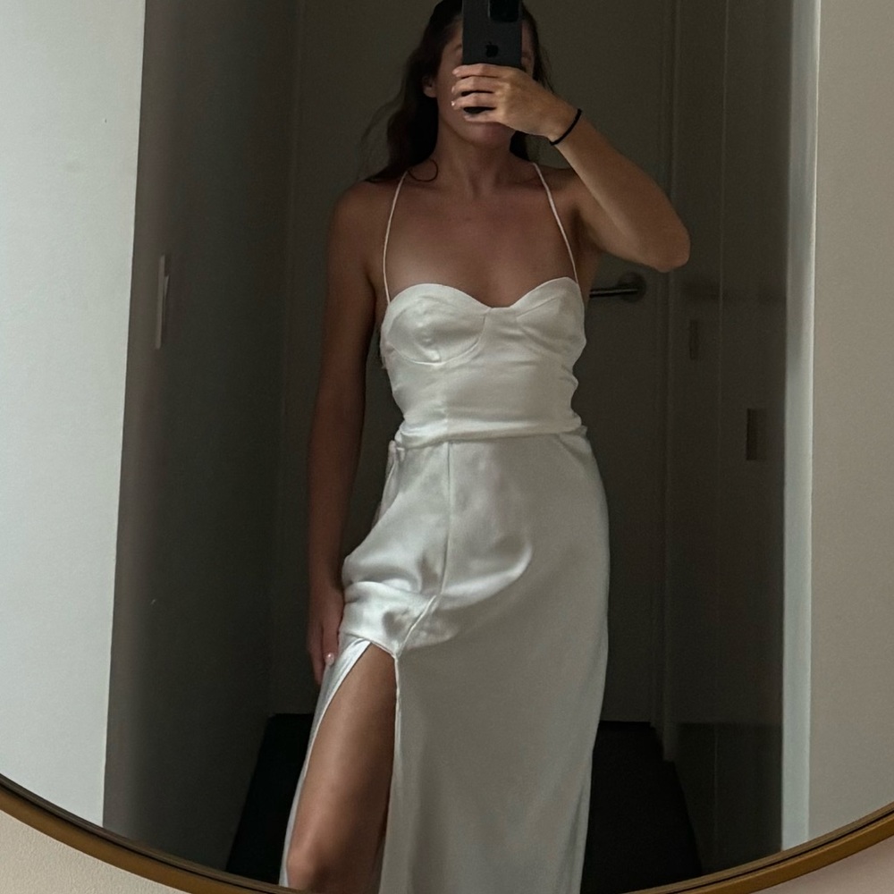 Zara white satin dress